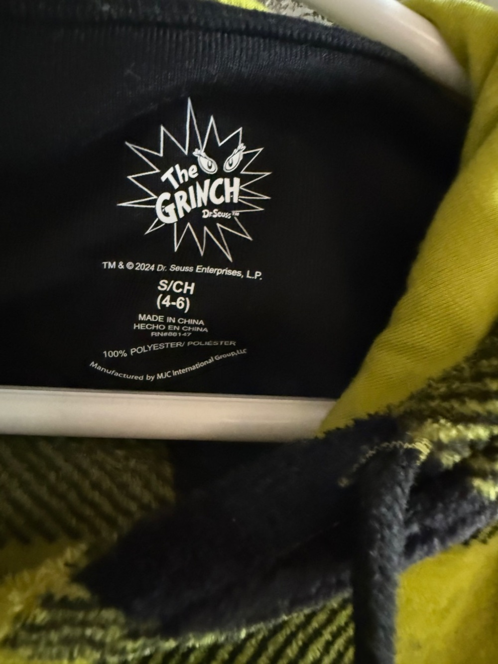 The Grinch Dr. Suess Womens Graphic Nightshirt with Hood Plaid Size Small Hoodie - Picture 2 of 5